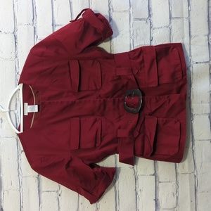 Worthington Stretch Blazer Jacket Top Deep Red Color Lined Women's Size 12 Large